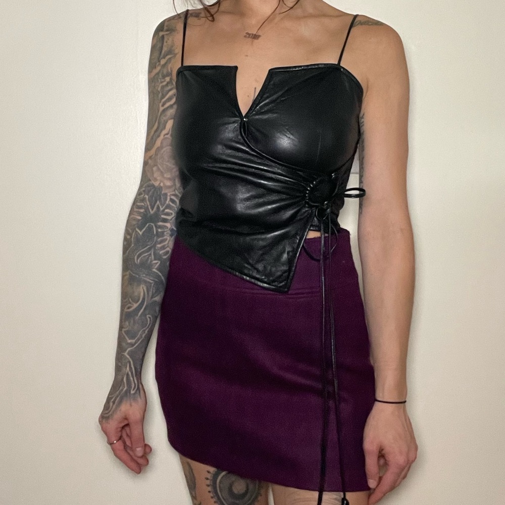 Nanushka Black Vegan Leather Cosimo Camisole
